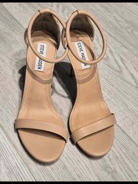 Steve Madden Nude Open-Toe Ankle-Strap Heels
